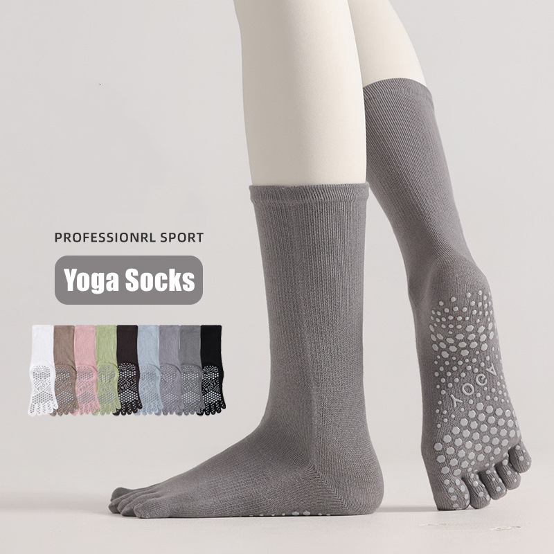 Pilates Yoga Origin - ถุงเท้าโยคะผู้หญิง 1 คู่ สีลูกกวาด ผ้าฝ้าย ซิลิโคนกันลื่น