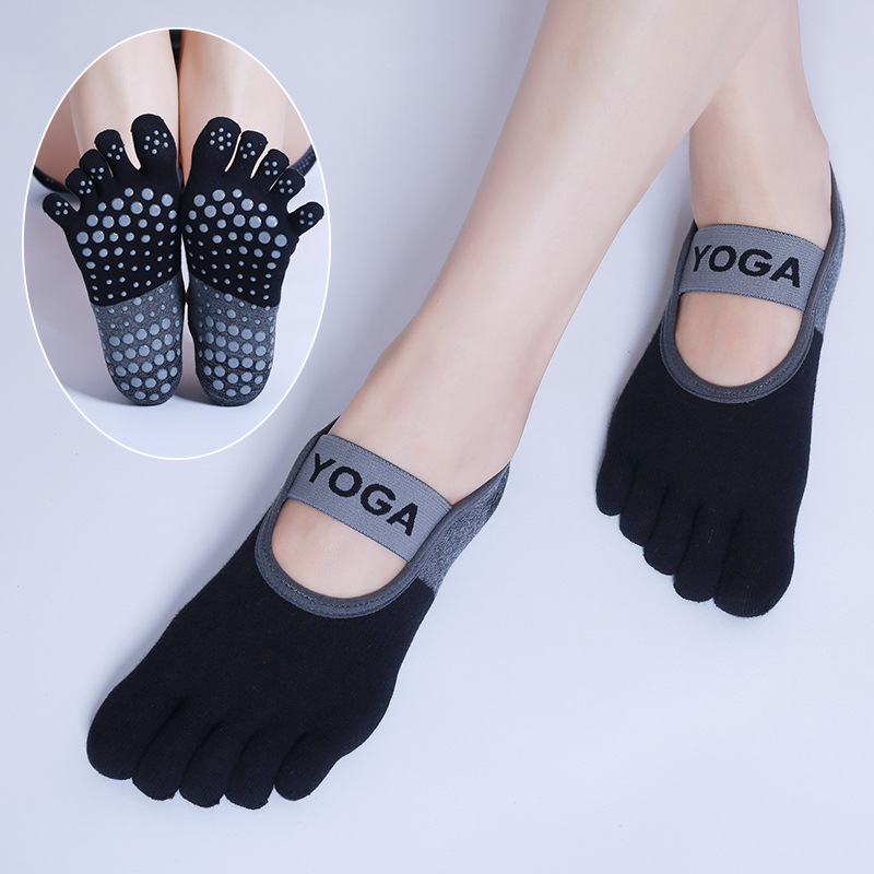 Pilates Yoga Ballet - ผู้หญิง Breathable ถุงเท้าพิลาทิส FIVE Toe ซิลิโคนลื่นถุงเท้าโยคะผ้าพันคอบัลเล่ต์เต้นรําสุภาพสตรีฟิตเนสกีฬาถุงเท้าผ้าฝ้าย