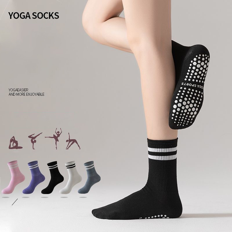 Pilates Yoga Origin - ดรีมไลค์ลิน 1 คู่ถุงเท้าโยคะสำหรับผู้หญิงแบบกลางน่อง ถุงเท้ากันลื่น ระบายอากาศได้ดี และซับเหงื่อ