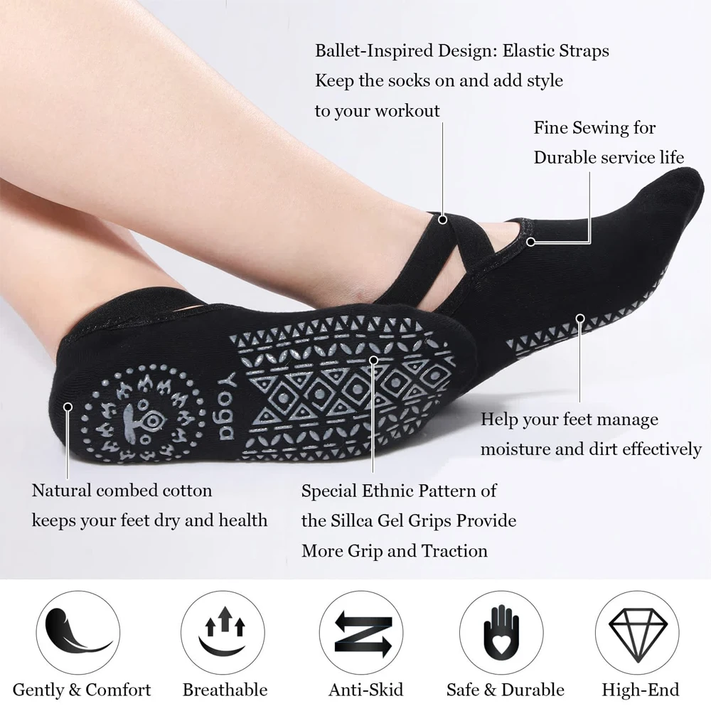 ถุงเท้าโยคะสำหรับผู้หญิง 1 คู่ - Pilates Yoga Ballet บทวิจารณ์และราคา