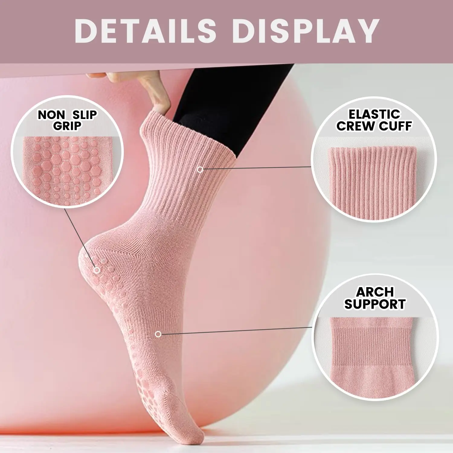 ถุงเท้าโยคะสำหรับผู้หญิง 4 คู่ - Pilates Yoga Ballet บทวิจารณ์และราคา